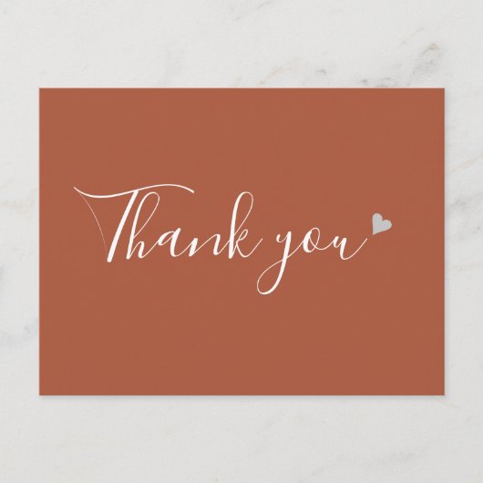Terracotta Silver Heft Script Business Vielen Dank Postkarte (Vorderseite)