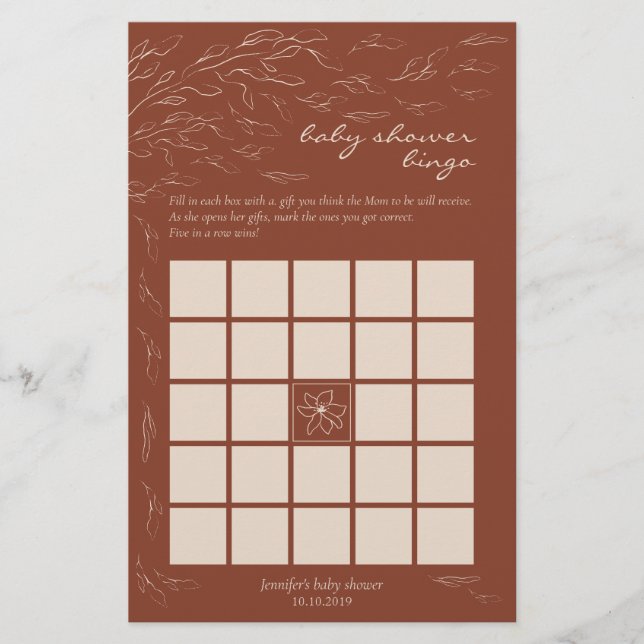 Terracotta Simple Baby Show Bingo Game (Vorderseite)