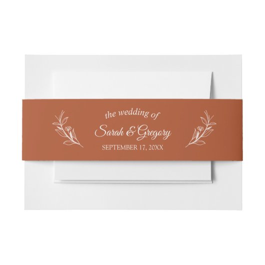 Terracotta Simple Boho Floral Wedding Einladungsbanderole (Vorderseite Beispiel)