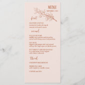 Terracotta Simple Boho Floral Wedding Menu Menükarte (Vorderseite)