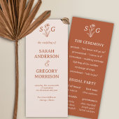 Terracotta Simple Boho Floral Wedding Program