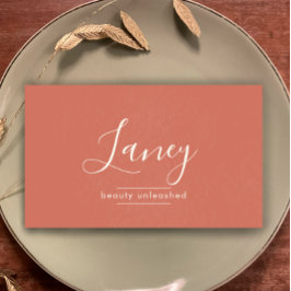 Terracotta Simple Boho QR Code Beauty Professional Visitenkarte