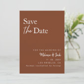 Terracotta Simple Calligraphy Foto Save the Date (Stehend Vorderseite)