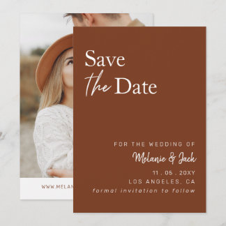 Terracotta Simple Calligraphy Foto Save the Date