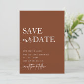 Terracotta Simple Calligraphy Save the Date (Stehend Vorderseite)