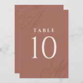 Terracotta Simple Elegant Monogram Table Numbers (Vorne/Hinten)
