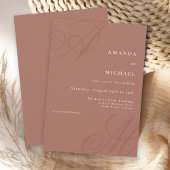 Terracotta Simple Elegante Monogram Wedding Einladung
