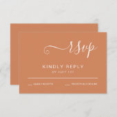 Terracotta Simple Elegante Wedding RSVP Card (Vorne/Hinten)