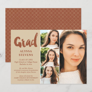 Terracotta simple Grad script 4 Foto Abschluss Einladung