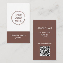Terracotta Simple Logo QR Code Business Card Visitenkarte