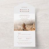 Terracotta Simple Minimalistisch Boho Foto Wedding All In One Einladung (Innen Boden)