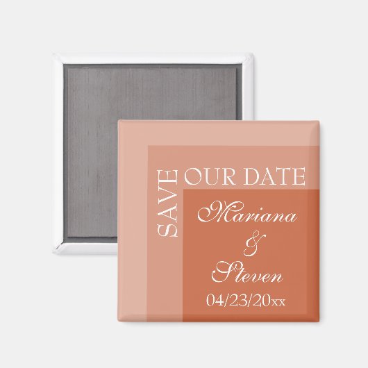 Terracotta Simple Modern Chic Script Wedding Magnet (Vorderseite/Rückseite)