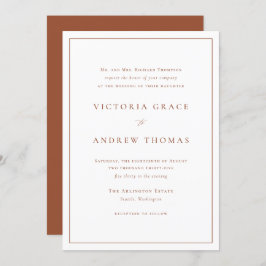 Terracotta Simple Typografy Formal Wedding Einladung