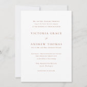 Terracotta Simple Typografy Formal Wedding Einladung (Vorderseite)