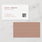 Terracotta Simple Typography QR Code Minimalist Visitenkarte (Vorne/Hinten)