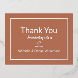 Terracotta Simple Wedding Vielen Dank Folie Einladungspostkarte