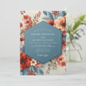 Terracotta & Slate Painterly Wedding Einladung (Stehend Vorderseite)