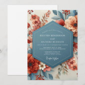 Terracotta & Slate Painterly Wedding Einladung (Vorne/Hinten)