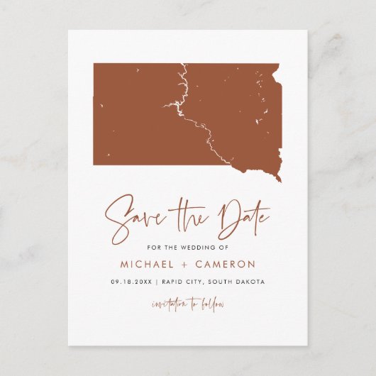 Terracotta South Dakota Karte QR-Code Save the Dat (Vorderseite)