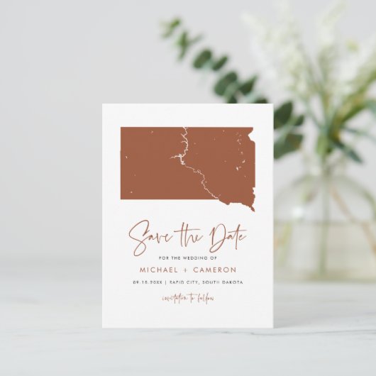 Terracotta South Dakota Karte QR-Code Save the Dat (Stehend Vorderseite)