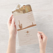 Terracotta Southwestern Cactus Foto Wedding All In One Einladung (Abreißen)