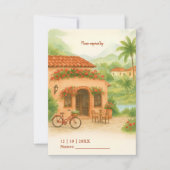 Terracotta Spanish Hacienda Hochzeit in Urlaubsort RSVP Karte (Vorderseite)