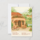 Terracotta Spanish Hacienda Hochzeit in Urlaubsort RSVP Karte (Rückseite)