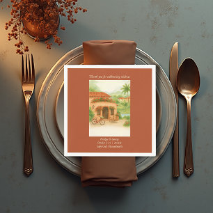 Terracotta Spanish Hacienda Hochzeit in Urlaubsort Serviette