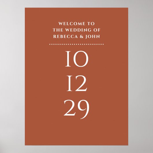 Terracotta Special Date Hochzeit Willkommenszeiche Poster (Vorne)