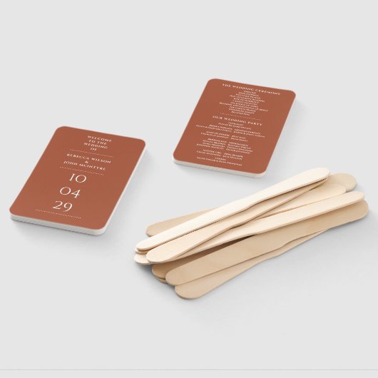 Terracotta Special Date Wedding Programm Fächer (Non-assembled)