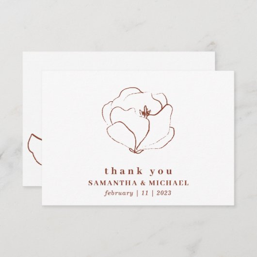 Terracotta Special Vielen Dank Name Datum Einladung (Vorne/Hinten)