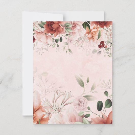 Terracotta Spring Fall Blumenbrunch & Bubbly Einladung (Rückseite)