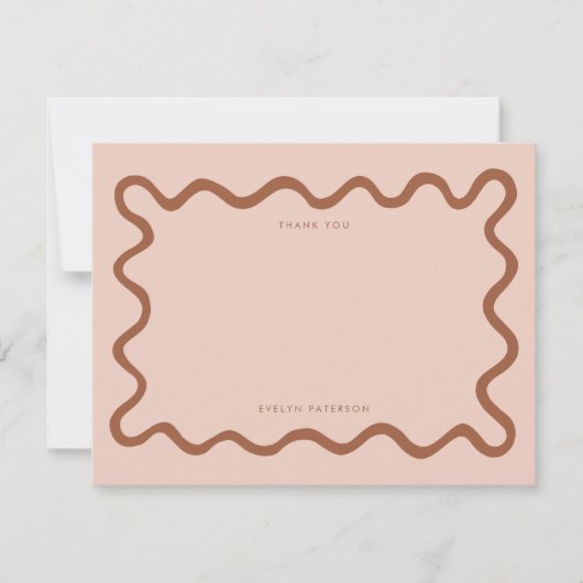 Terracotta Squiggly Wavy Line Vielen Dank Mitteilungskarte (Vorderseite)