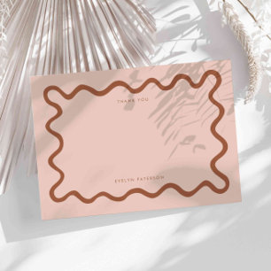 Terracotta Squiggly Wavy Line Vielen Dank Mitteilungskarte