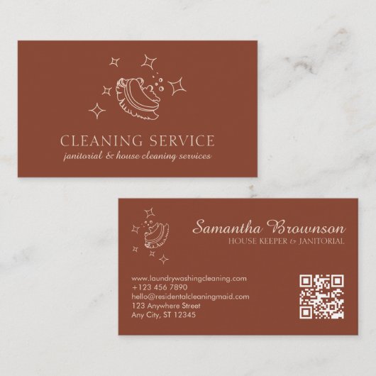 Terracotta Star Bubble Clearing Qr Code Visitenkarte (Vorne/Hinten)