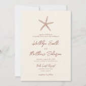 Terracotta Starfish Beach Hochzeit in Urlaubsort Einladung (Vorderseite)