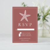 Terracotta Starfish Wedding RSVP Card Karte (Stehend Vorderseite)