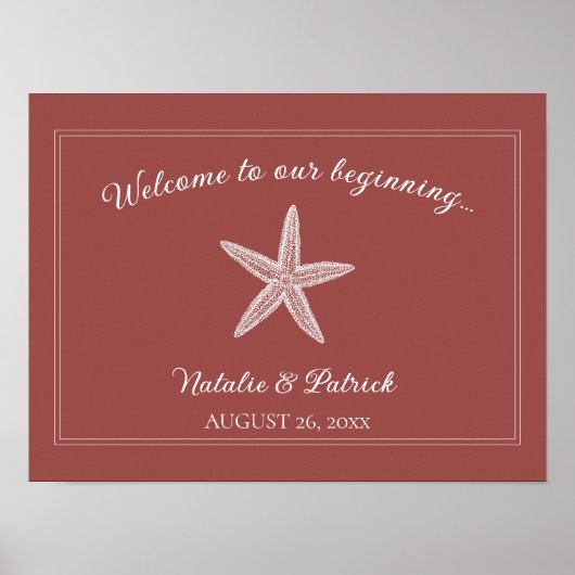 Terracotta Starfish Wedding Welcome Poster (Vorne)