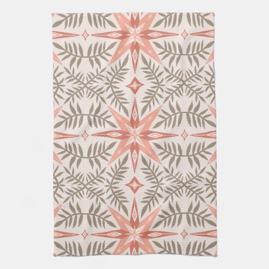 Terracotta Stars & Vines Boho Muster Geschirrtuch (Vertikal)