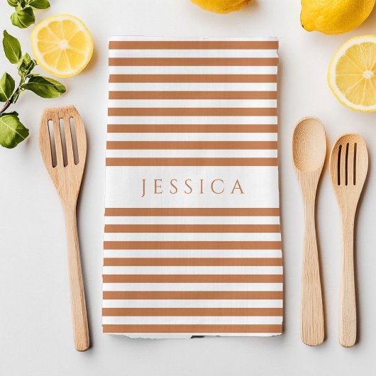 Terracotta Streifen Mustername Geschirrtuch