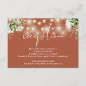 Terracotta String Lights Floral Wedding Empfang Begleitkarte (Vorderseite)