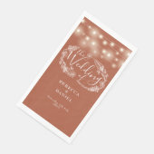 Terracotta String Lights Floral Wedding Serviette (Ecke)