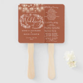 Terracotta String Lights Hochzeitsprogramm Fächer (Vorne und Hinten)