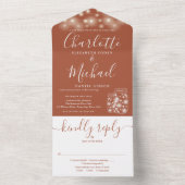 Terracotta String Lights Mason Jars Wedding All In One Einladung (Innen Boden)