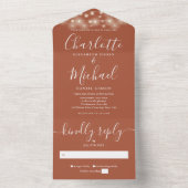 Terracotta String Lights Moderne Script Wedding All In One Einladung (Innen Boden)