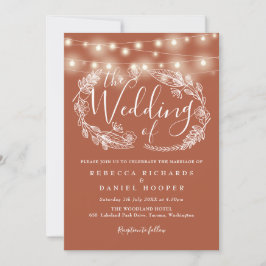 Terracotta String Lights Script Wedding Einladung