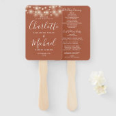 Terracotta String Lights Script Wedding Program Fächer (Vorne und Hinten)