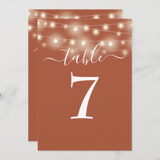 Terracotta String Lights Tischnummer (Vorne/Hinten)