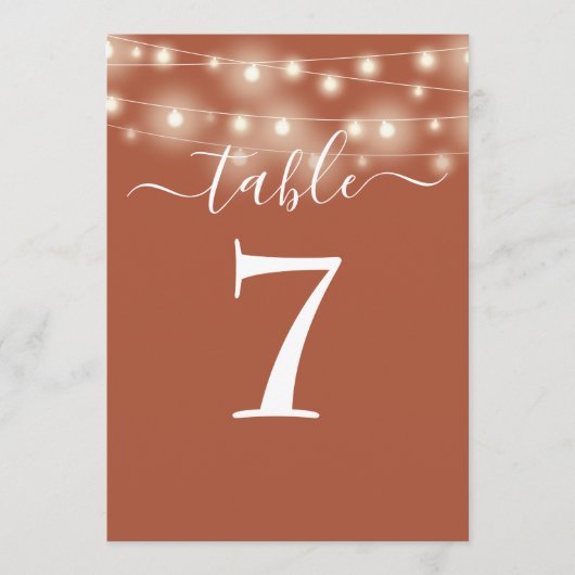 Terracotta String Lights Tischnummer (Vorderseite)