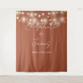 Terracotta String Lights Wedding Foto Background Wandteppich (Vorderseite)